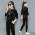Wide Leg Trousers For Women In A Velvet Tracksuit - Image 7