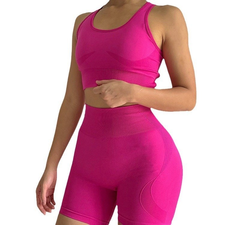 02fc2cef-7c1b-44b0-bec1-d6d346ebeaaf.jpg Quick-drying Sports Suit Women's Seamless Yoga Suit Yoga Clothes Shorts Two-piece Set - Image 5