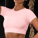 Seamless Yoga Sport Set Fitness Women Running Leggings Short Sleeve Tops - Image 3