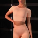 Seamless Yoga Sport Set Fitness Women Running Leggings Short Sleeve Tops - Image 5