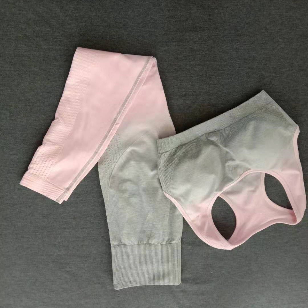 1616143615526.jpg Gradient Color Workout Clothes Gather Seamless Yoga Clothes - Image 5