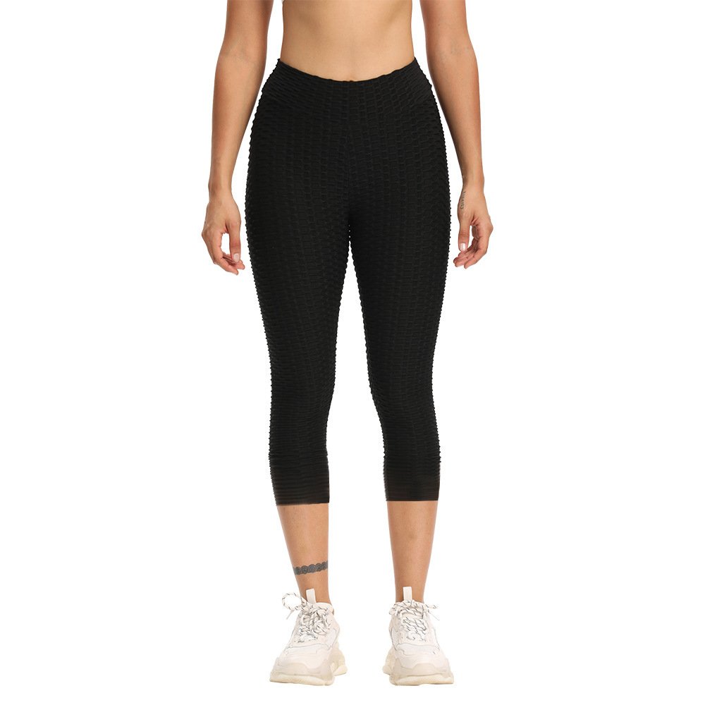 1617860927901.jpg Women Cropped High Waisted Yoga Pants Bubble Hip Butt Lifting Leggings - Image 9