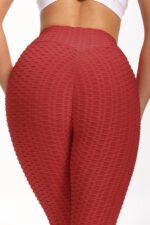 Women Cropped High Waisted Yoga Pants Bubble Hip Butt Lifting Leggings - Image 3
