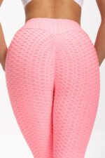 Women Cropped High Waisted Yoga Pants Bubble Hip Butt Lifting Leggings - Image 2
