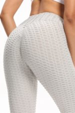 Women Cropped High Waisted Yoga Pants Bubble Hip Butt Lifting Leggings - Image 5