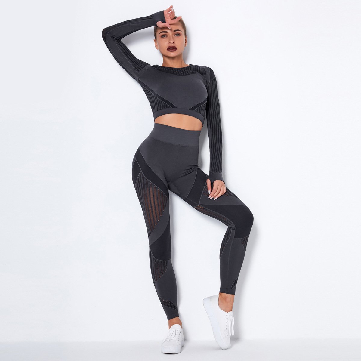 1620895724135.jpg Seamless Knitted Absorbent Yoga Long-Sleeved Suit Yoga Wearsuit - Image 7