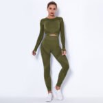 Seamless Knitted Absorbent Yoga Long-Sleeved Suit Yoga Wearsuit - Image 10