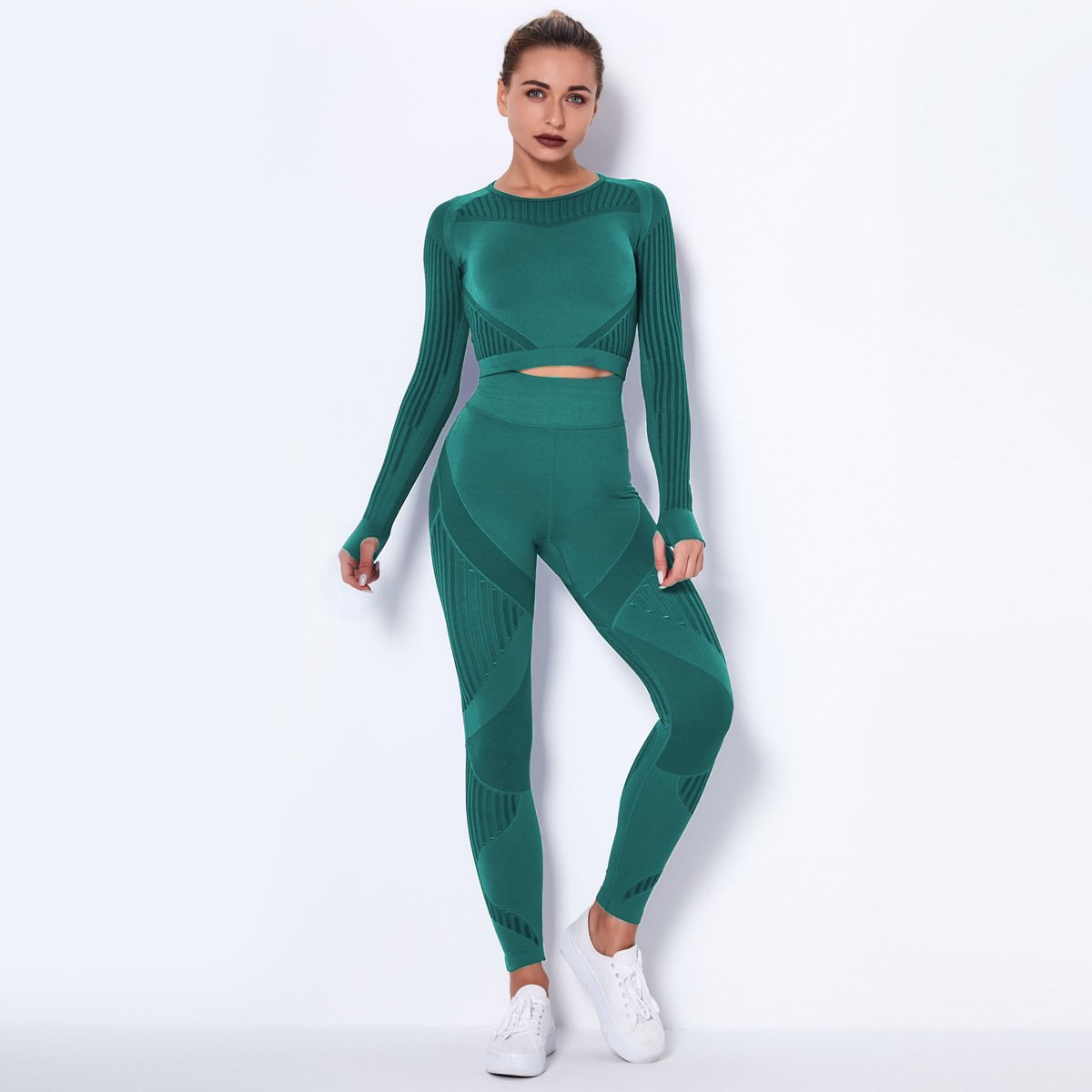 1620895724421.jpg Seamless Knitted Absorbent Yoga Long-Sleeved Suit Yoga Wearsuit - Image 9