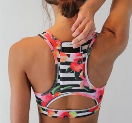 16618156422555.jpg Padded Compression Sports Bra With Phone Pocket - Image 2