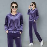 Wide Leg Trousers For Women In A Velvet Tracksuit - Image 3