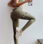High Waist Leggings with Pockets Workout Gym Legging Scrunch Butt Yoga Pants - Image 2