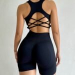 Quick-drying Sports Suit Women's Seamless Yoga Suit Yoga Clothes Shorts Two-piece Set - Image 3