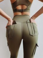 High Waist Leggings with Pockets Workout Gym Legging Scrunch Butt Yoga Pants - Image 7