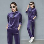 Wide Leg Trousers For Women In A Velvet Tracksuit - Image 2