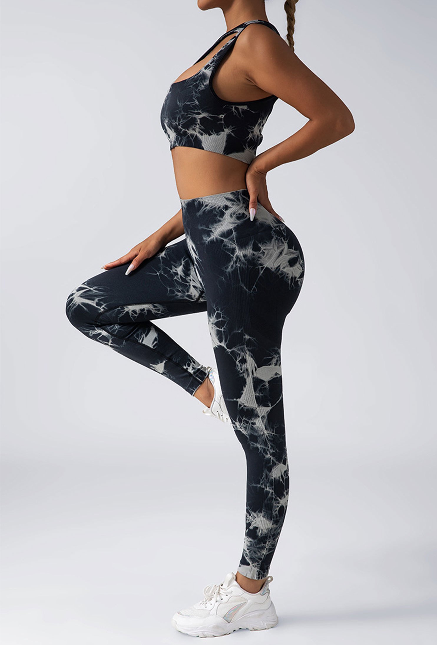 4327701a-4153-4af5-9cf2-95e15f790c53.jpg Women Scrunch Workout Leggings Butt Lifting High Waisted Yoga Pants - Tie Dye Seamless Booty Gym Tights - Image 3