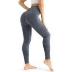 Womens Ribbed Seamless Leggings High Waisted Tummy Control Workout Full Length Yoga Pants - Image 3