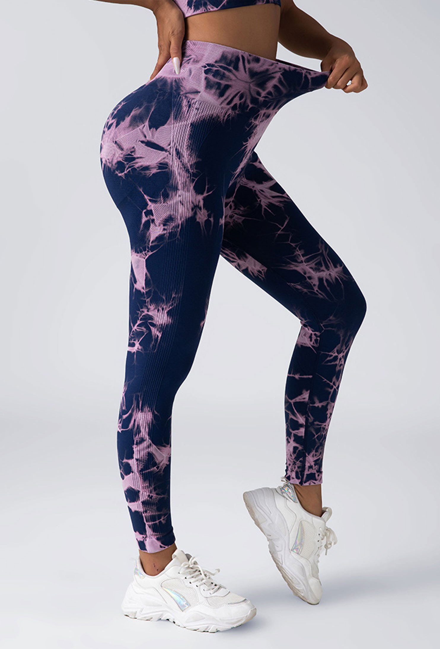 5165b02e-da03-442d-be6b-a956da529742.jpg Women Scrunch Workout Leggings Butt Lifting High Waisted Yoga Pants - Tie Dye Seamless Booty Gym Tights - Image 7