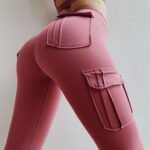 High Waist Leggings with Pockets Workout Gym Legging Scrunch Butt Yoga Pants - Image 8