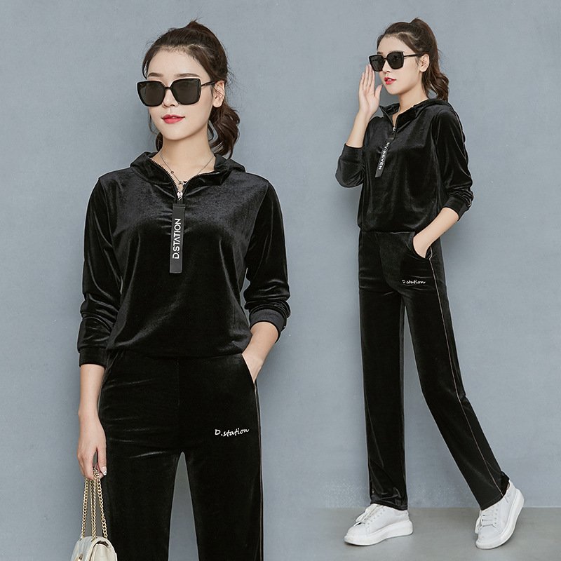 6938d004-ba24-4367-a05b-62adfa2ba5f0.jpg Wide Leg Trousers For Women In A Velvet Tracksuit - Image 4