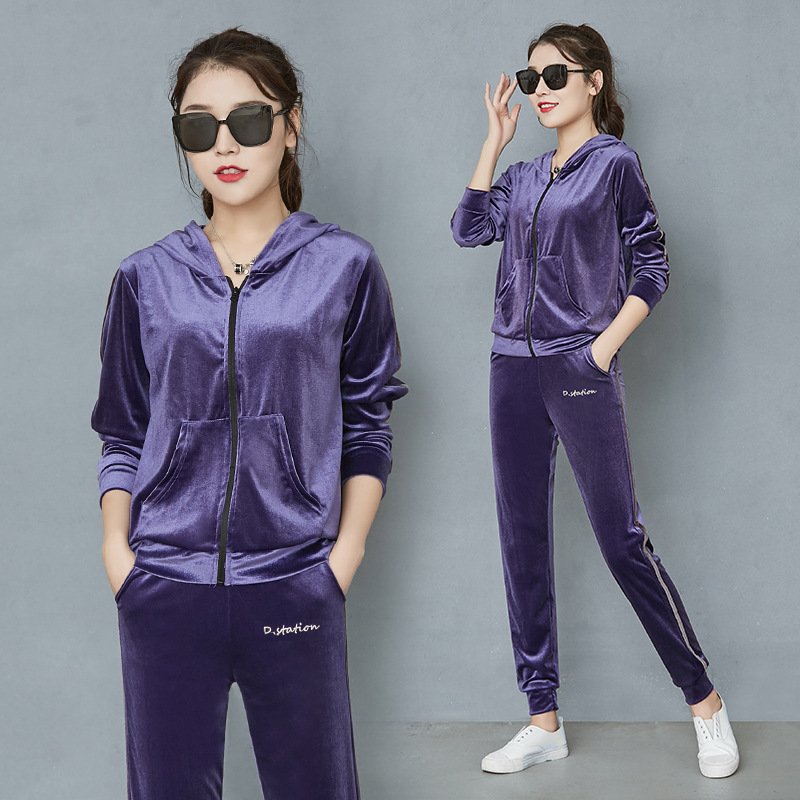 6e8050a9-25b9-4fb6-a834-fcedffbaee74.jpg Wide Leg Trousers For Women In A Velvet Tracksuit - Image 1