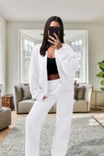 Bomber New Style Oversized Fleece Zipper And Wide Leg Tracksuit - Image 9
