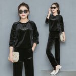 Wide Leg Trousers For Women In A Velvet Tracksuit - Image 5