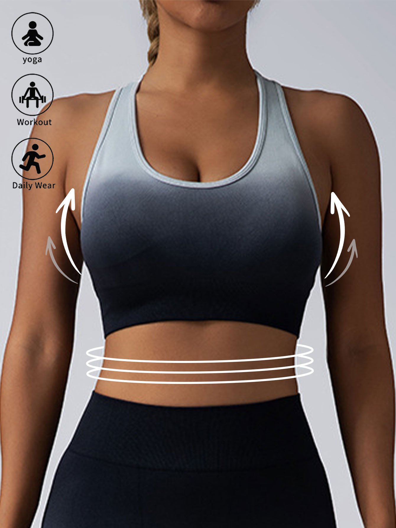 8bab282a-8546-4ad0-ac75-5eda2eca9495.jpg High Impact Sports Bras For Women,Racerback Running Bra Workout Crop Tank Tops Longline Sports Bra Push Up - Image 3