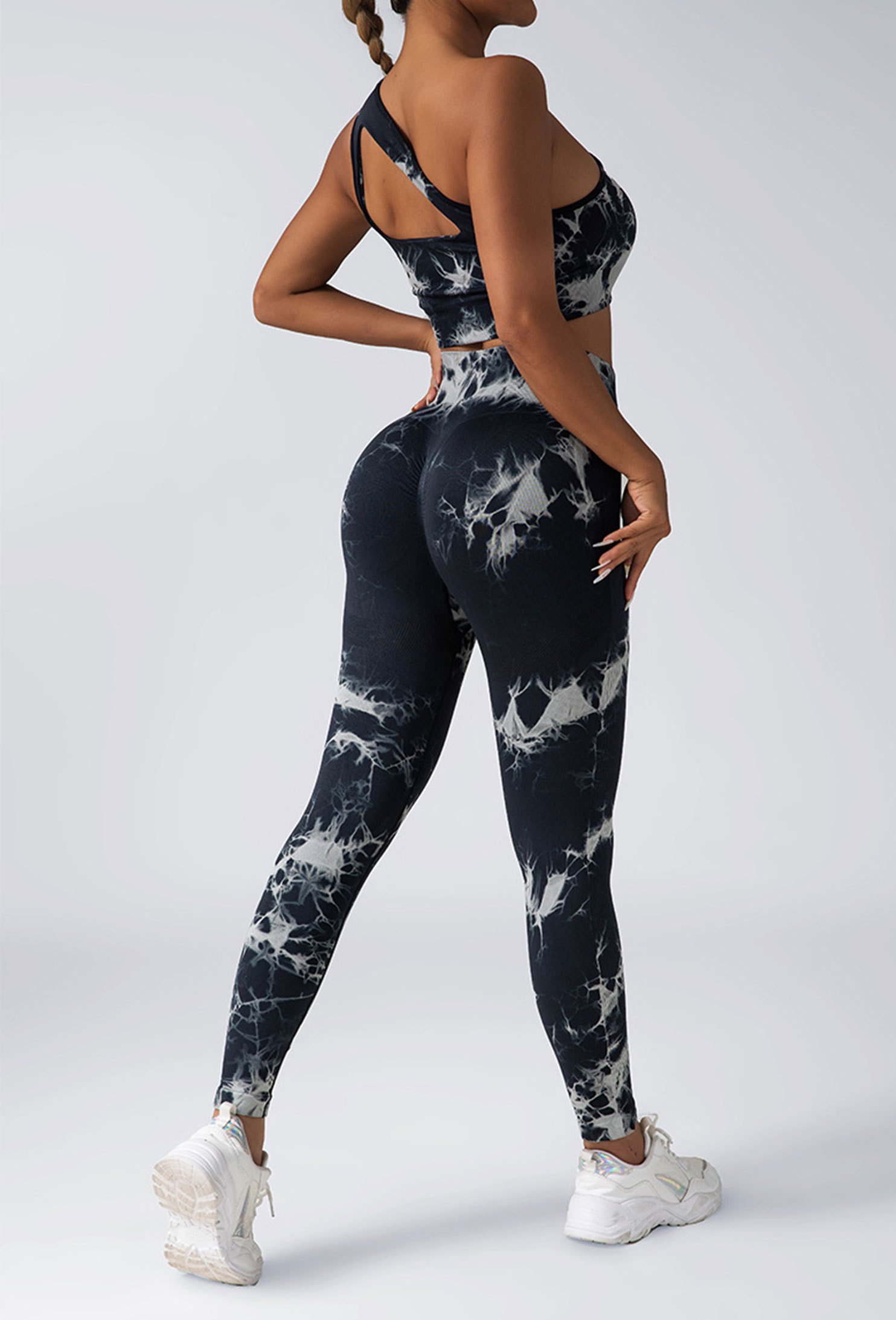 af7e7a15-a166-4407-bffa-c48823272c32.jpg Women Scrunch Workout Leggings Butt Lifting High Waisted Yoga Pants - Tie Dye Seamless Booty Gym Tights - Image 2