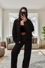 Bomber New Style Oversized Fleece Zipper And Wide Leg Tracksuit - Image 7