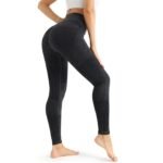 Womens Ribbed Seamless Leggings High Waisted Tummy Control Workout Full Length Yoga Pants - Image 2