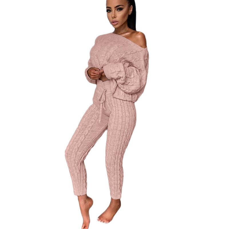 c1aa184f-5863-4898-aa31-653072383954.jpg Autumn Winter Women Knitted Tracksuit Two Piece Set Women - Image 1