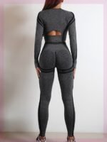 Seamless Sports Set For Women Workout Outfit Booty Yoga Pant - Image 4