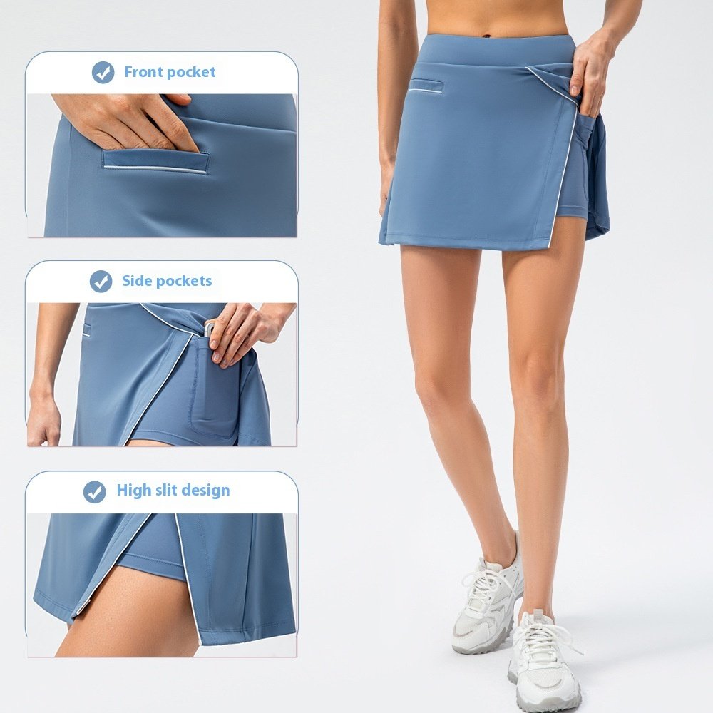 caa15f6d-bc89-4619-aee1-f8a444c0a041_trans.jpeg Spring And Summer Sports Short Skirt Fake Two Pieces Anti-emptied Pantskirt Loose Casual Yoga Running Skirt - Image 3