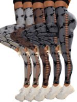 5 Pack Women's Tie-Dye Cutout Yoga Pants High-Waisted Leggings Women's Tie-Dye Leggings,, Leggings Women High Waisted Seamless Workout Leggings Gym Booty Tights Tummy Control Yoga Pants - Image 3