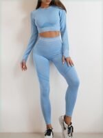 Seamless Sports Set For Women Workout Outfit Booty Yoga Pant - Image 3