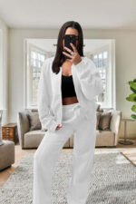 Bomber New Style Oversized Fleece Zipper And Wide Leg Tracksuit - Image 10